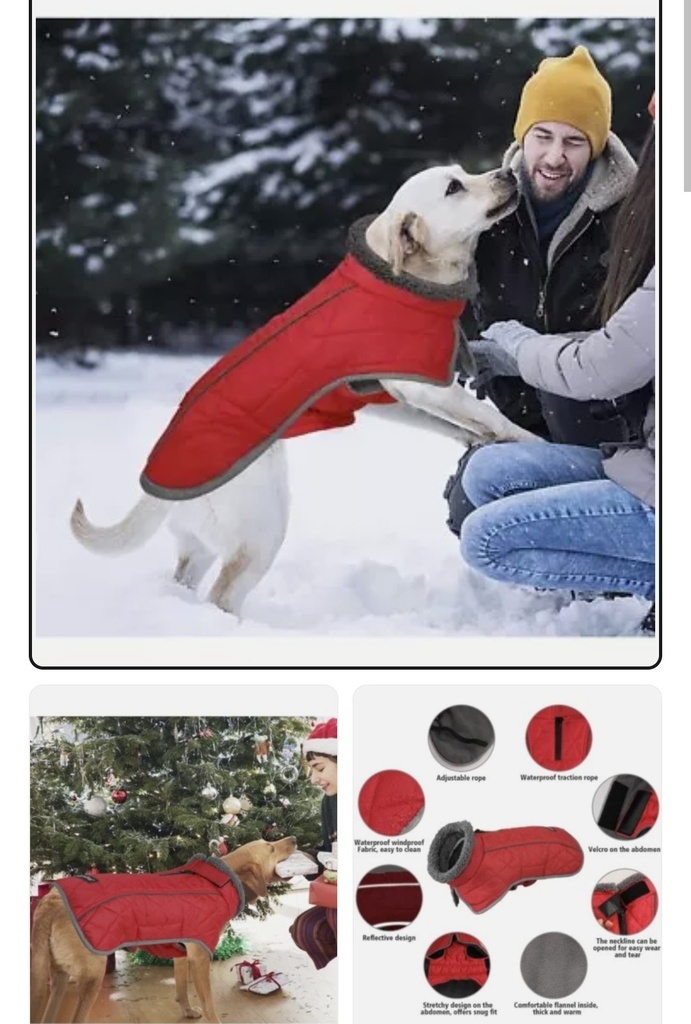 Fragralley Dog Winter Coat Jacket Reflective Adjustable Windproof Warm Fleece3XL