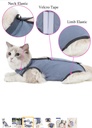 at Surgery Recovery Suit Cat Onesie for Cats After Surgery Spay Surgical Abdominal Wound Skin Diseases E-Collar Alternative Wear (Grey-Blue-M) #1 Best Seller in Cat Surgery Recovery Suits