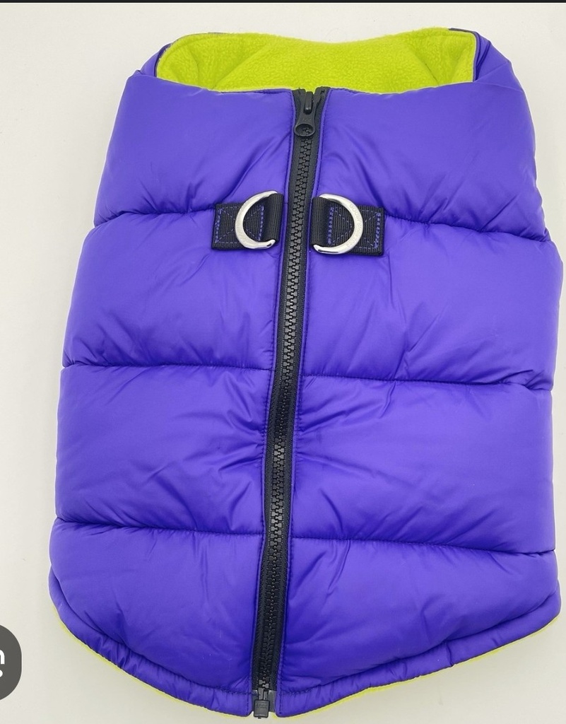 Gooby Padded Vest Dog Jacket - Solid Purple, X-Small - Warm Zip...