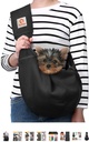Tomkas Small Dog Sling Carrier - Zipper Pocket & Classic Strap - for 3-10 lbs Pets(Black)