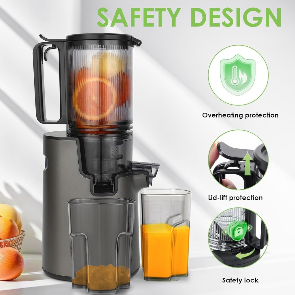 LQZ 120 Volts 350 Watts 60Hz ColdPress/ Fourth Masticating Juicer - Black