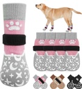 Anti Slip Dog Socks Double Sided Paw Protecters XS Pink 6 Socks Hot Cold