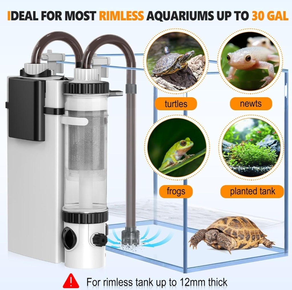 Hang On Back Aquarium Filter for Fish Tank Ultra Quiet Filter, Powerful Filter