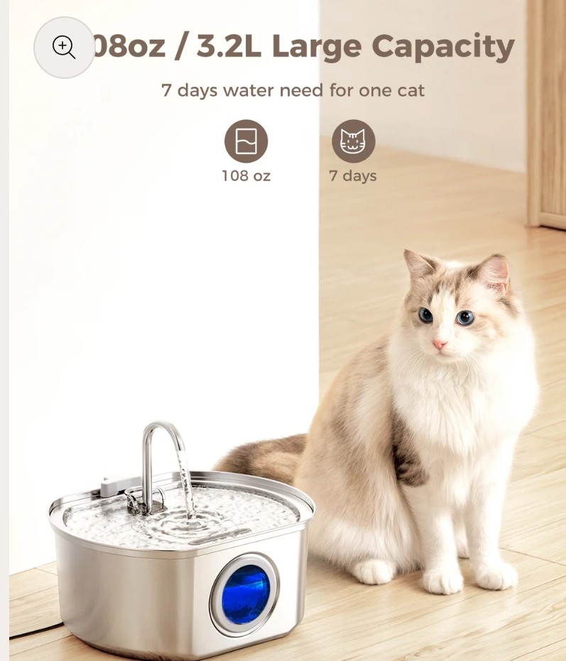Neareal  Stainless Steel Pet Water Fountain