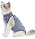 at Surgery Recovery Suit Cat Onesie for Cats After Surgery Spay Surgical Abdominal Wound Skin Diseases E-Collar Alternative Wear (Grey-Blue-M) #1 Best Seller in Cat Surgery Recovery Suits