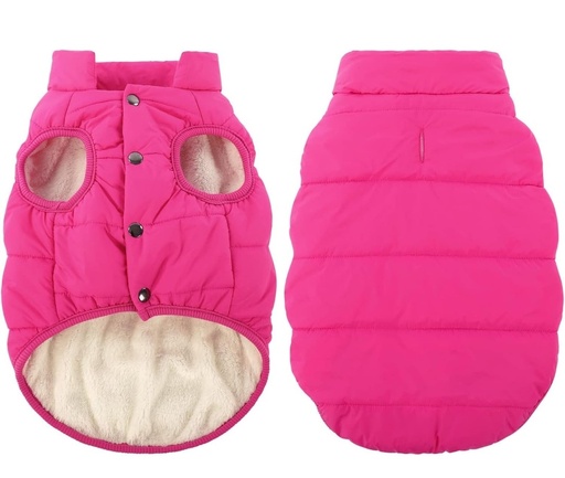 ASENKU Windproof Winter Coat - Waterproof Jacket, Warm Vest for Dogs, Cold Weather Pet Apparel With 2 Layers Fleece Lined for Small Medium Large Dogs (Pink, L)