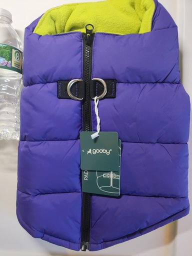 Gooby Padded Vest Dog Jacket - Solid Purple, X-Small - Warm Zip...