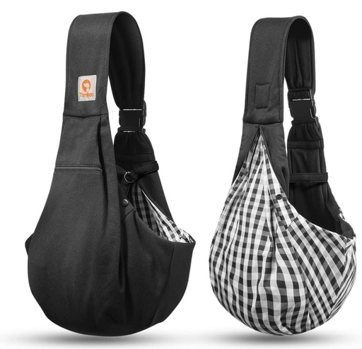 Tomkas Small Dog Sling Carrier - Zipper Pocket & Classic Strap - for 3-10 lbs Pets(Black)