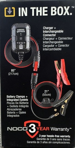 NOCO GENIUS1, 1A Smart Car Battery Charger, 6V & 12V Missing Battery Clamps