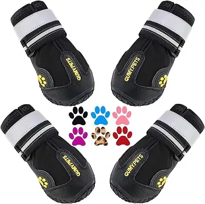 QUMY Dog Shoes for Large Dogs, Medium Dog Boots & Paw Protectors Size 4